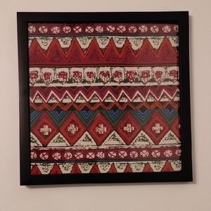 Geometric Patterned Wall Art in Red and Green